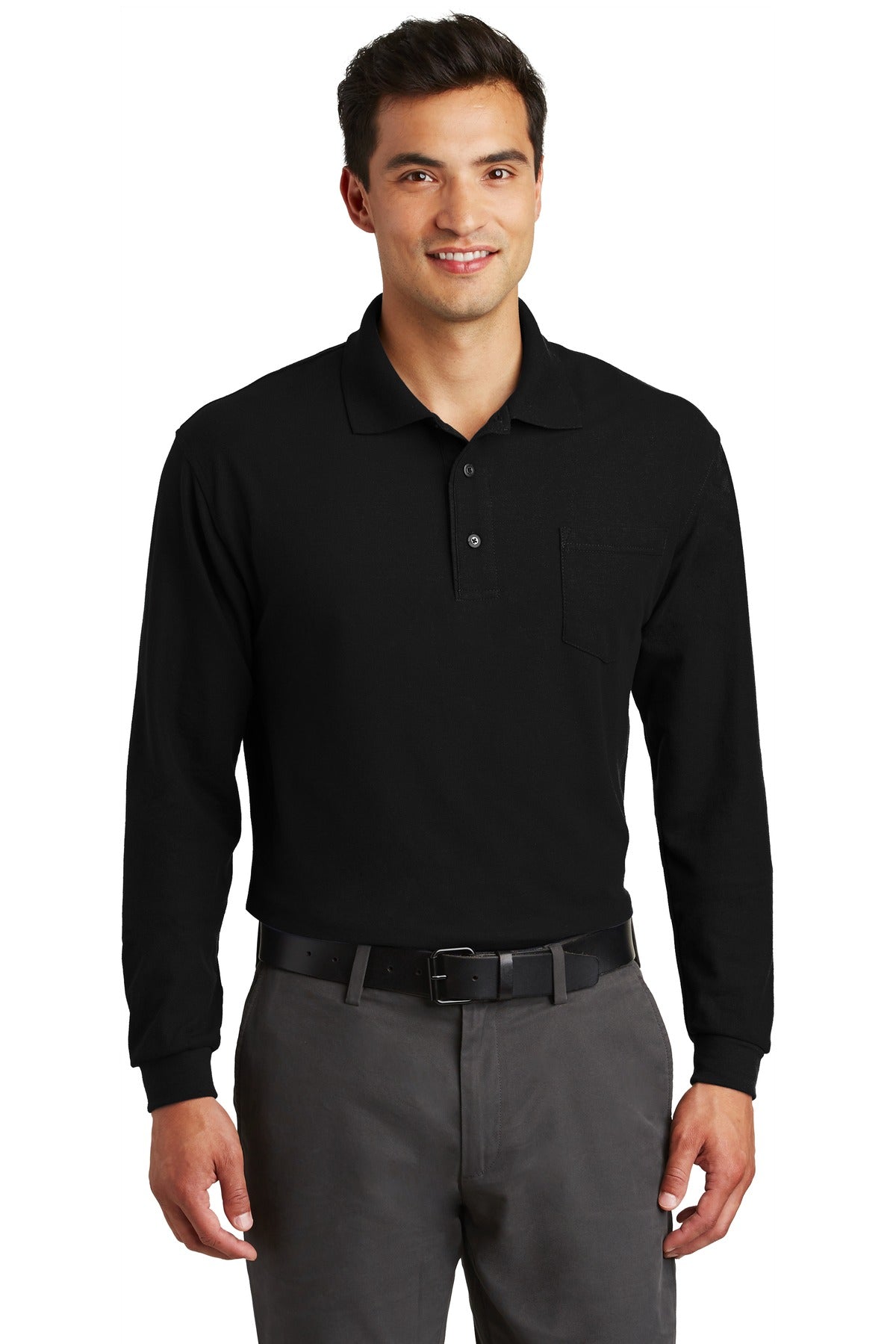 Port Authority® Long Sleeve Silk Touch™ Polo with Pocket. K500LSP