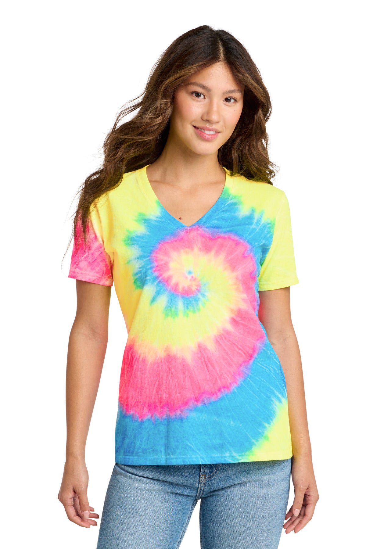 Port & Co ™ Women's Tie-Dye V-Neck Tee. LPC147V