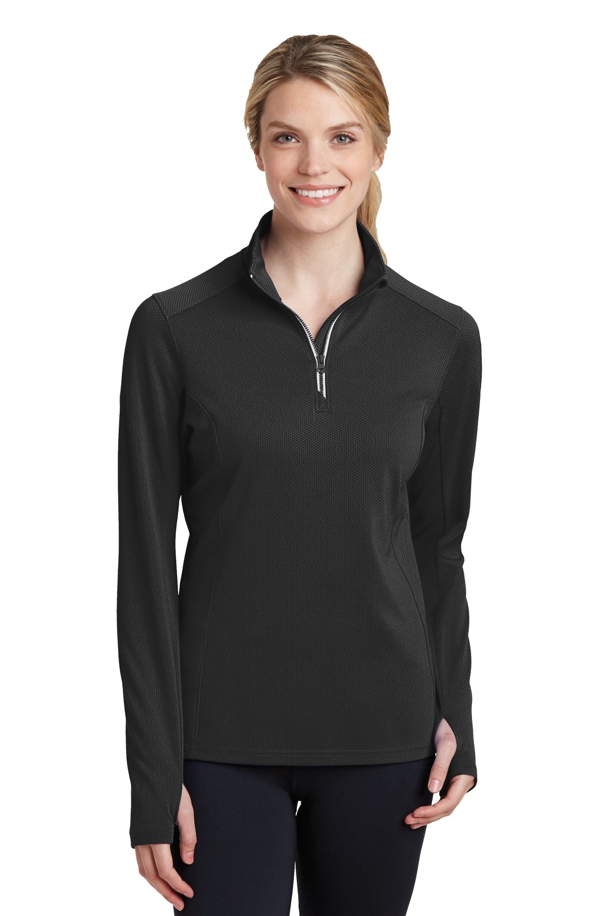 Sport-Tek® Ladies Sport-Wick® Textured 1/4-Zip Pullover. LST860