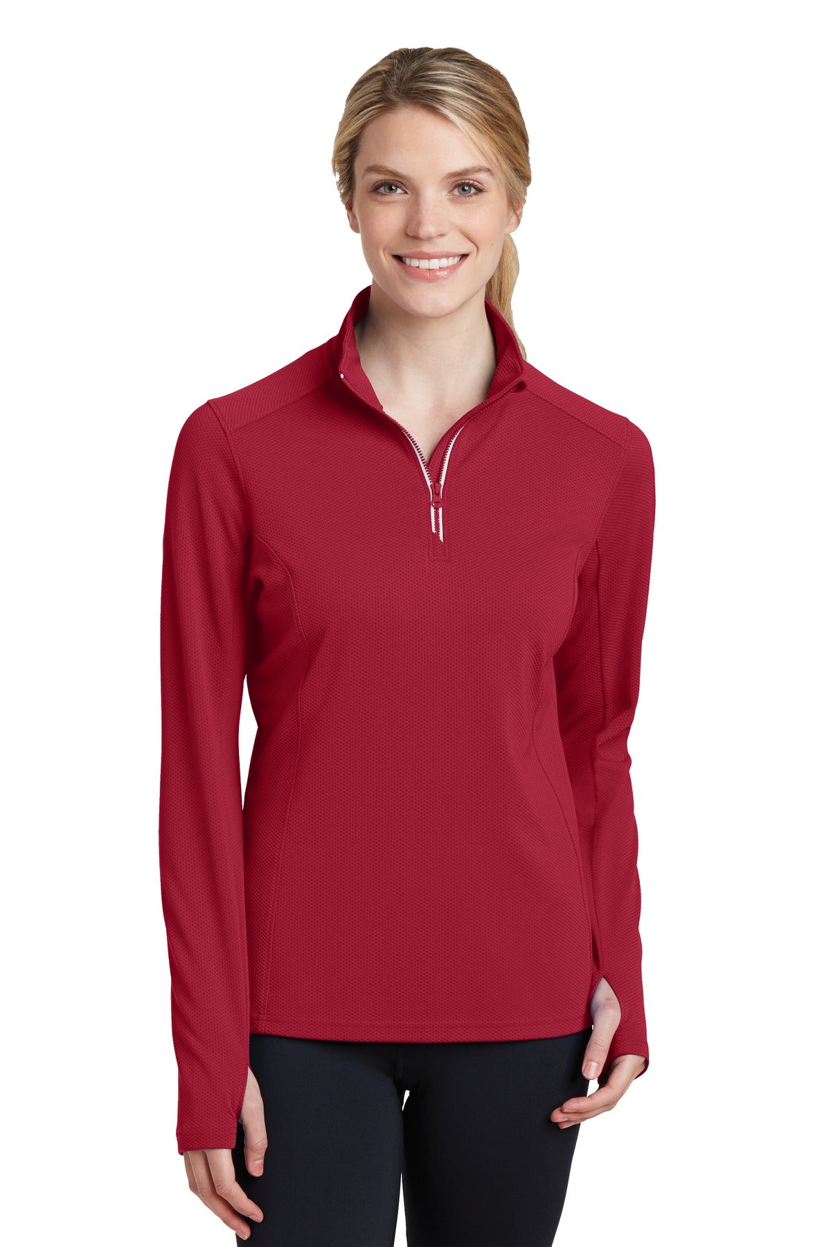 Sport-Tek® Ladies Sport-Wick® Textured 1/4-Zip Pullover. LST860