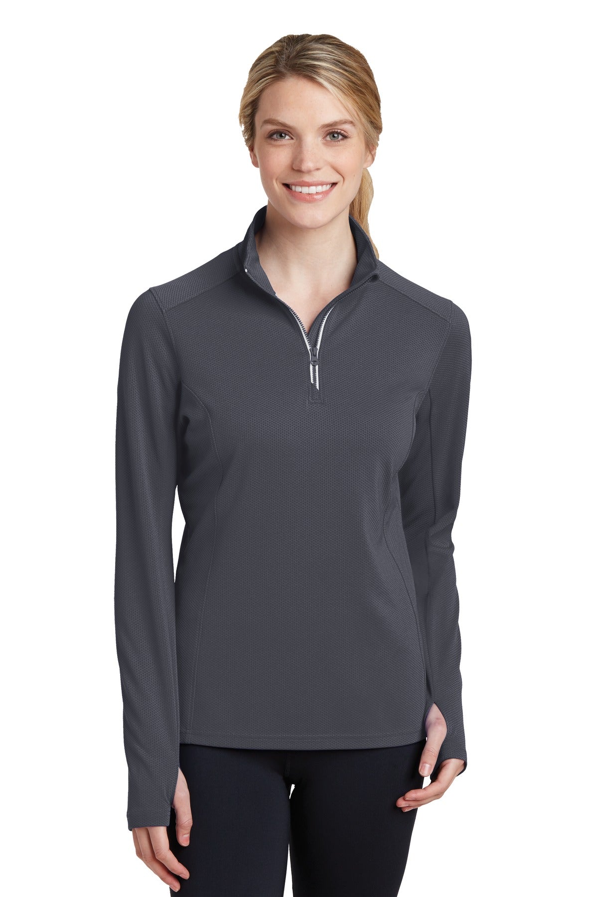Sport-Tek® Ladies Sport-Wick® Textured 1/4-Zip Pullover. LST860