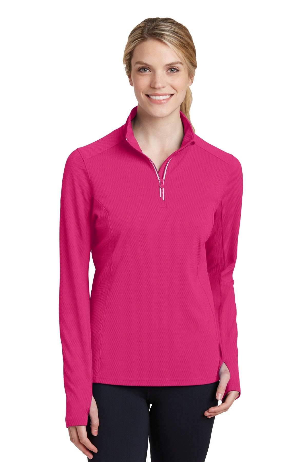 Sport-Tek® Ladies Sport-Wick® Textured 1/4-Zip Pullover. LST860
