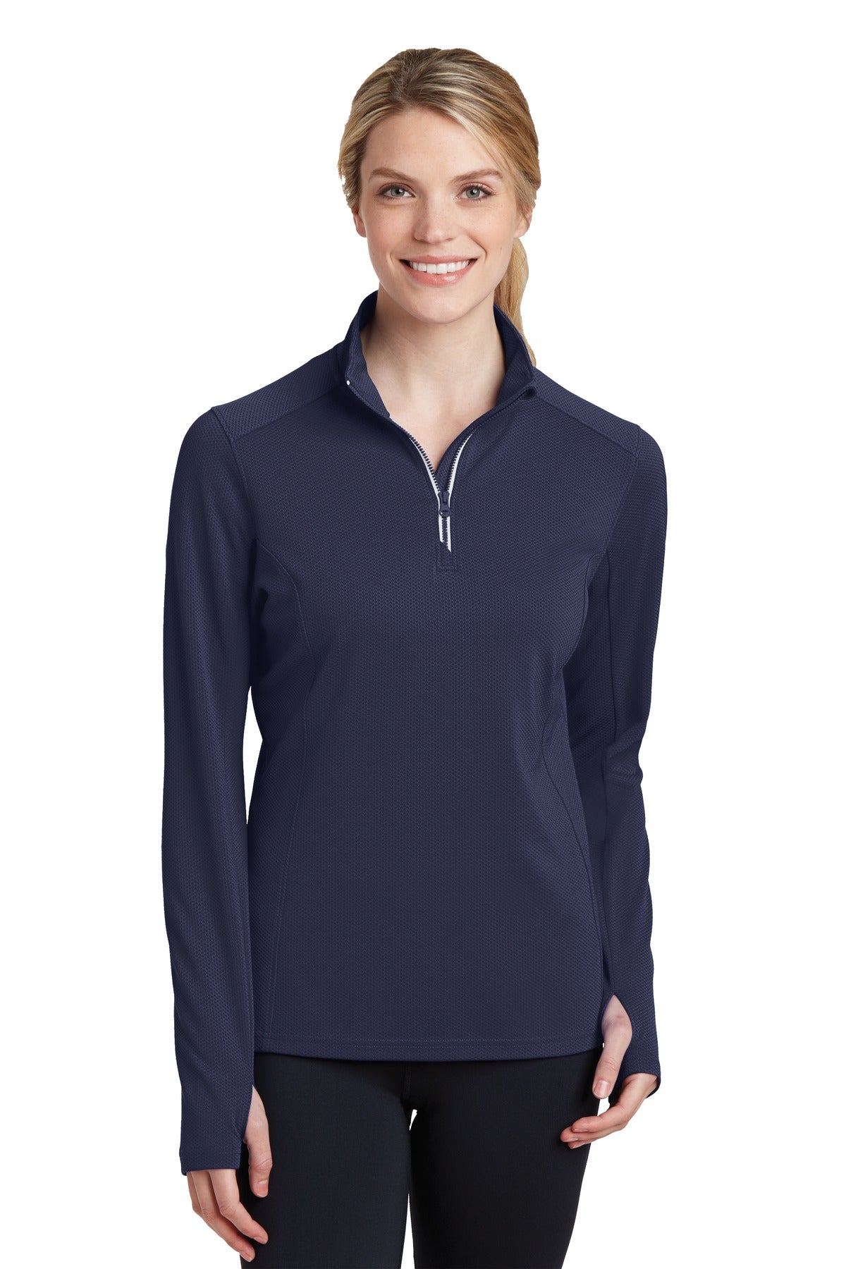 Sport-Tek® Ladies Sport-Wick® Textured 1/4-Zip Pullover. LST860