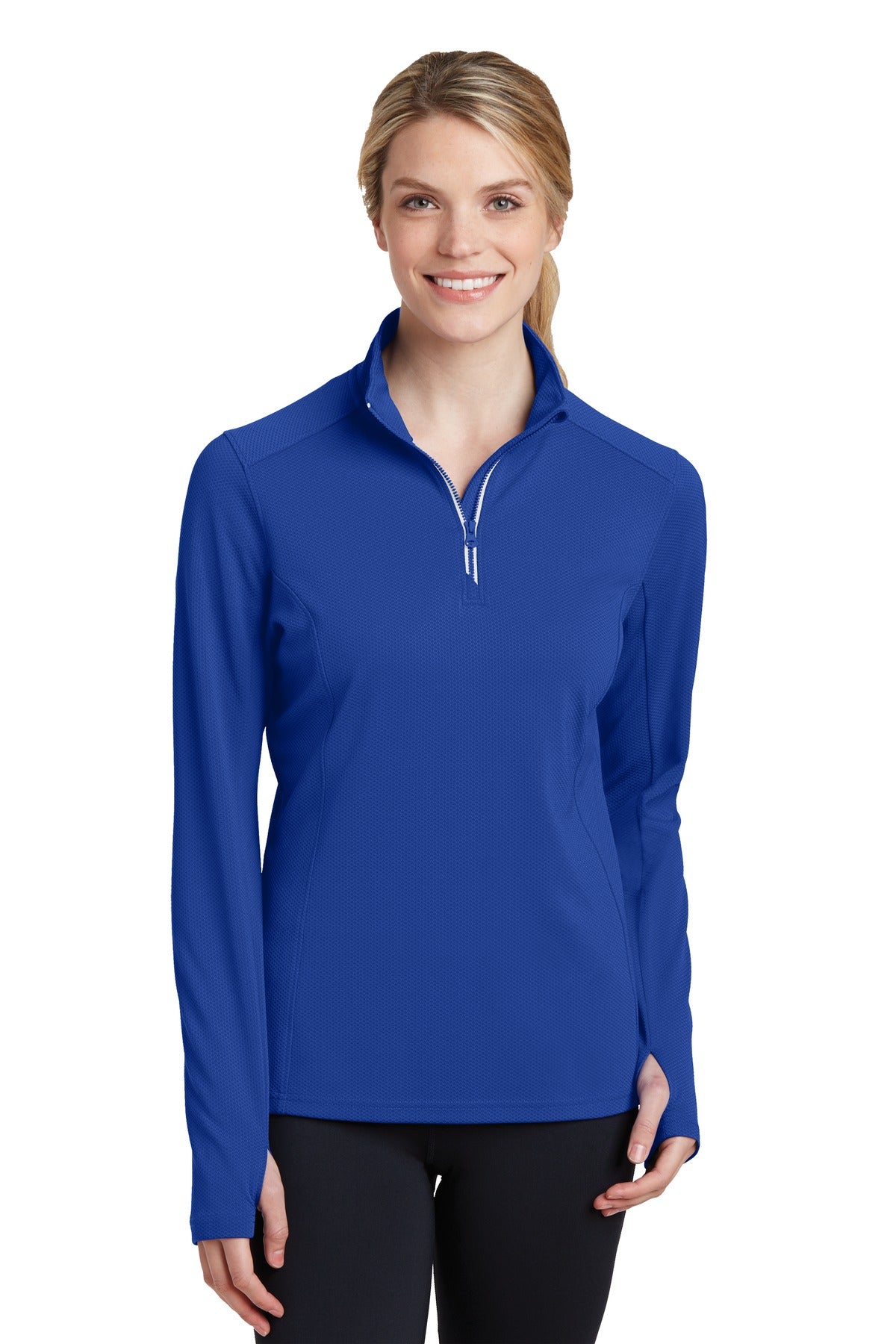 Sport-Tek® Ladies Sport-Wick® Textured 1/4-Zip Pullover. LST860