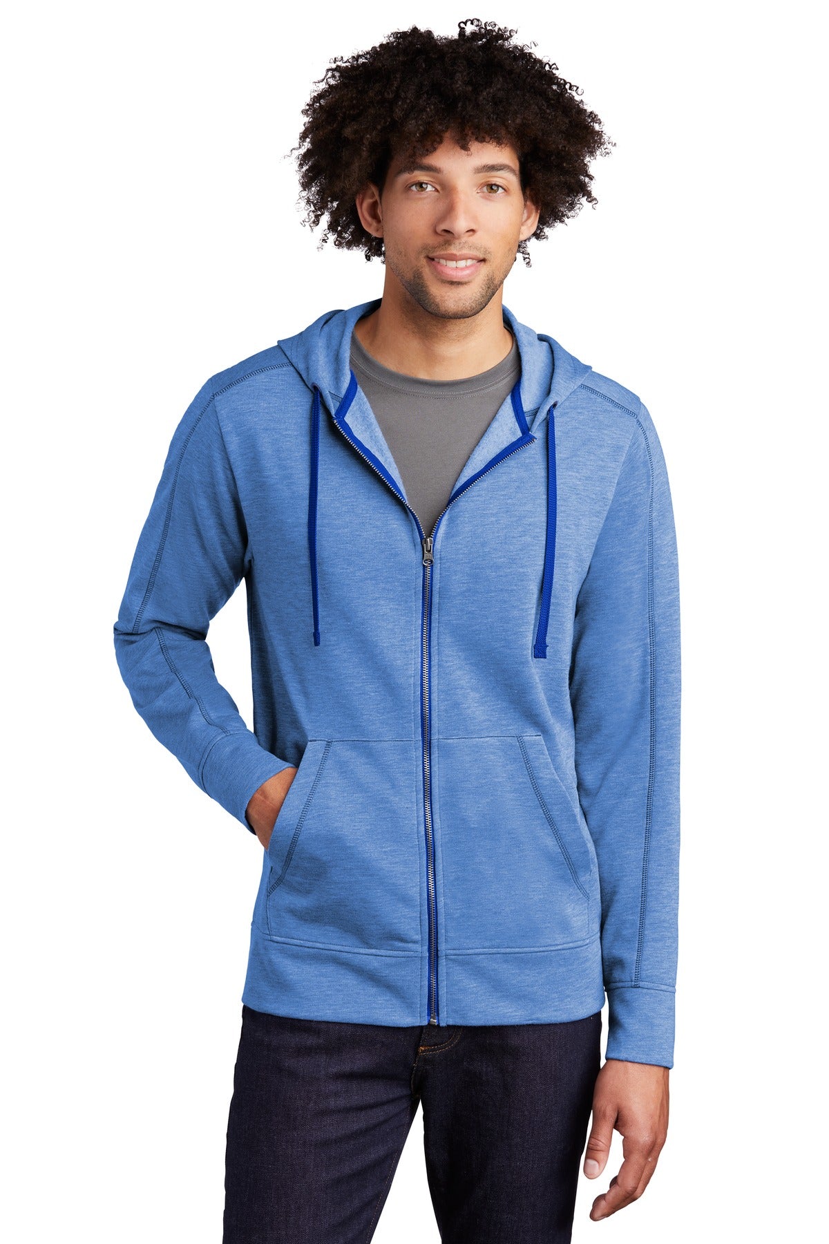 Sport-Tek ® PosiCharge ® Tri-Blend Wicking Fleece Full-Zip Hooded Jacket ST293