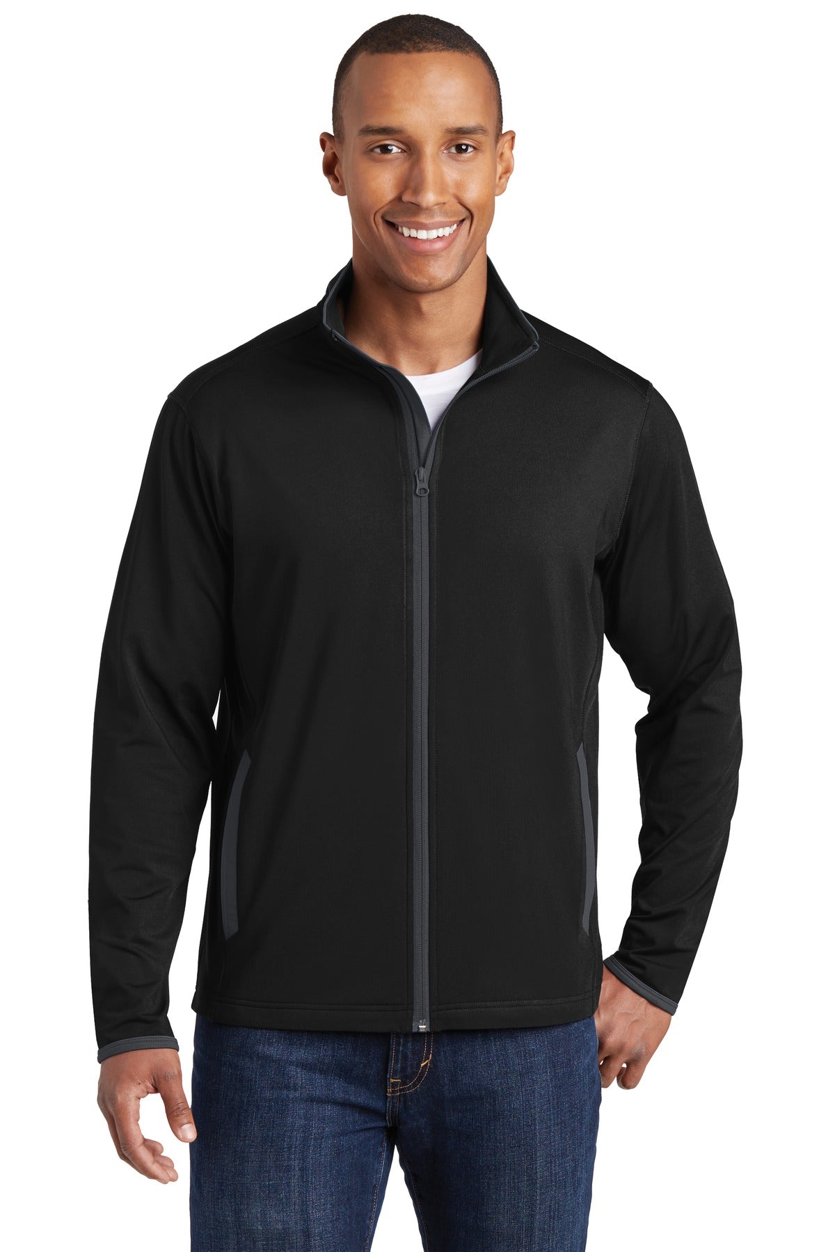 Sport-Tek® Sport-Wick® Stretch Contrast Full-Zip Jacket. ST853