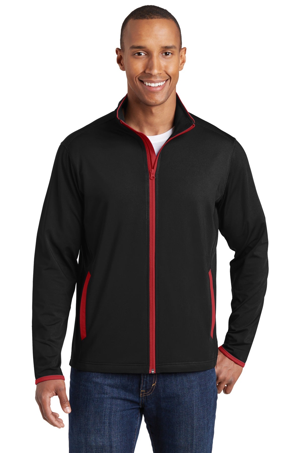 Sport-Tek® Sport-Wick® Stretch Contrast Full-Zip Jacket. ST853