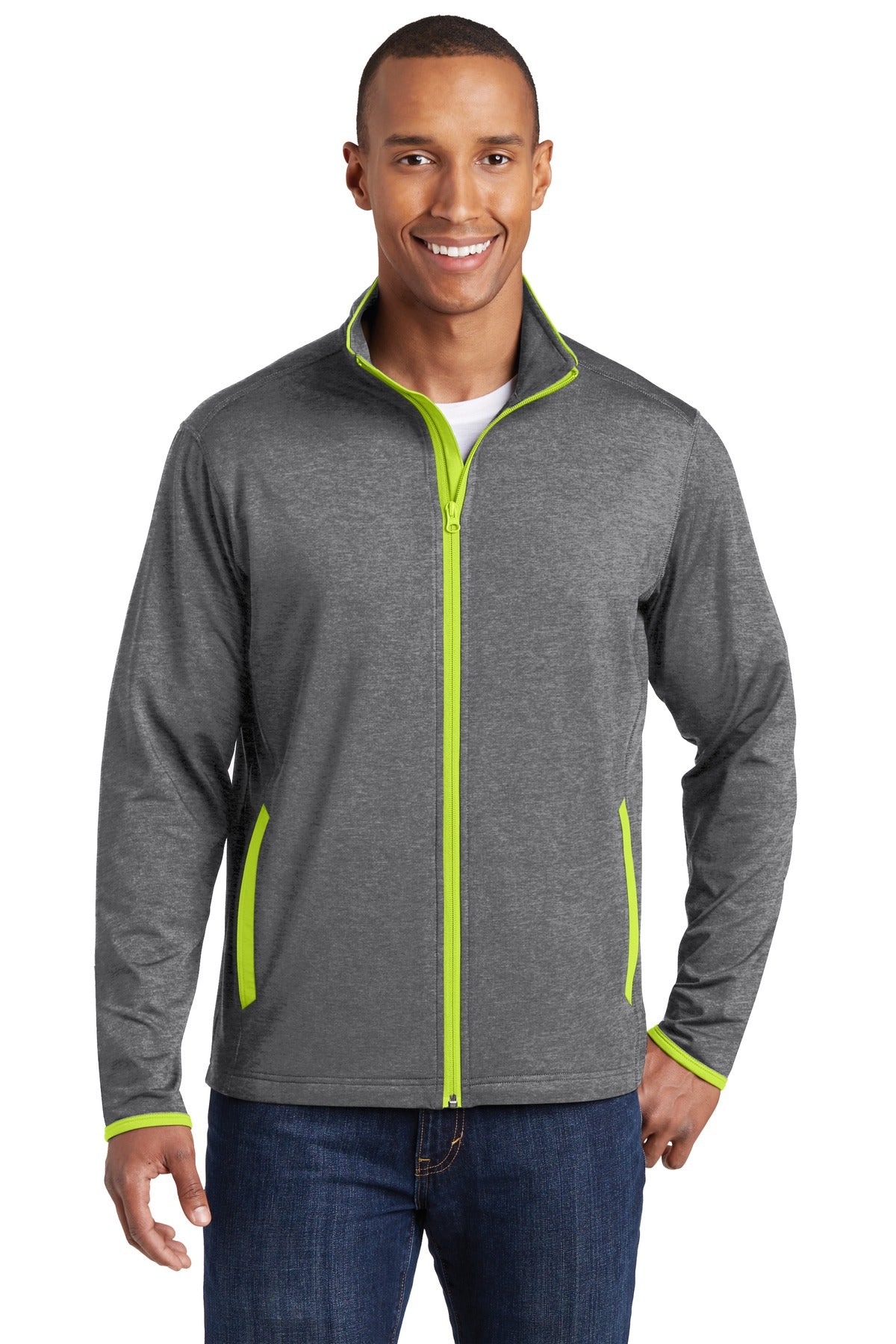 Sport-Tek® Sport-Wick® Stretch Contrast Full-Zip Jacket. ST853