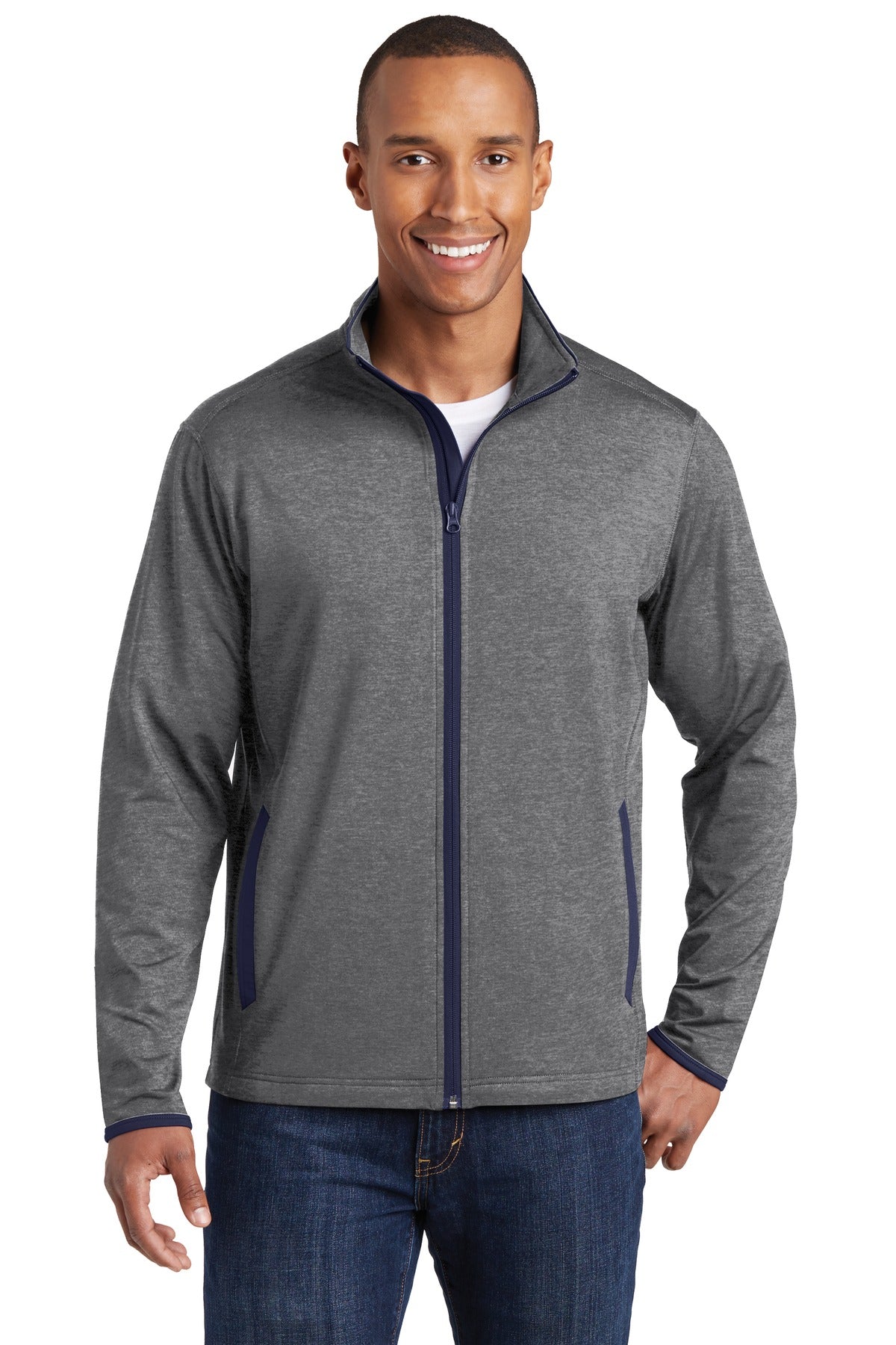 Sport-Tek® Sport-Wick® Stretch Contrast Full-Zip Jacket. ST853