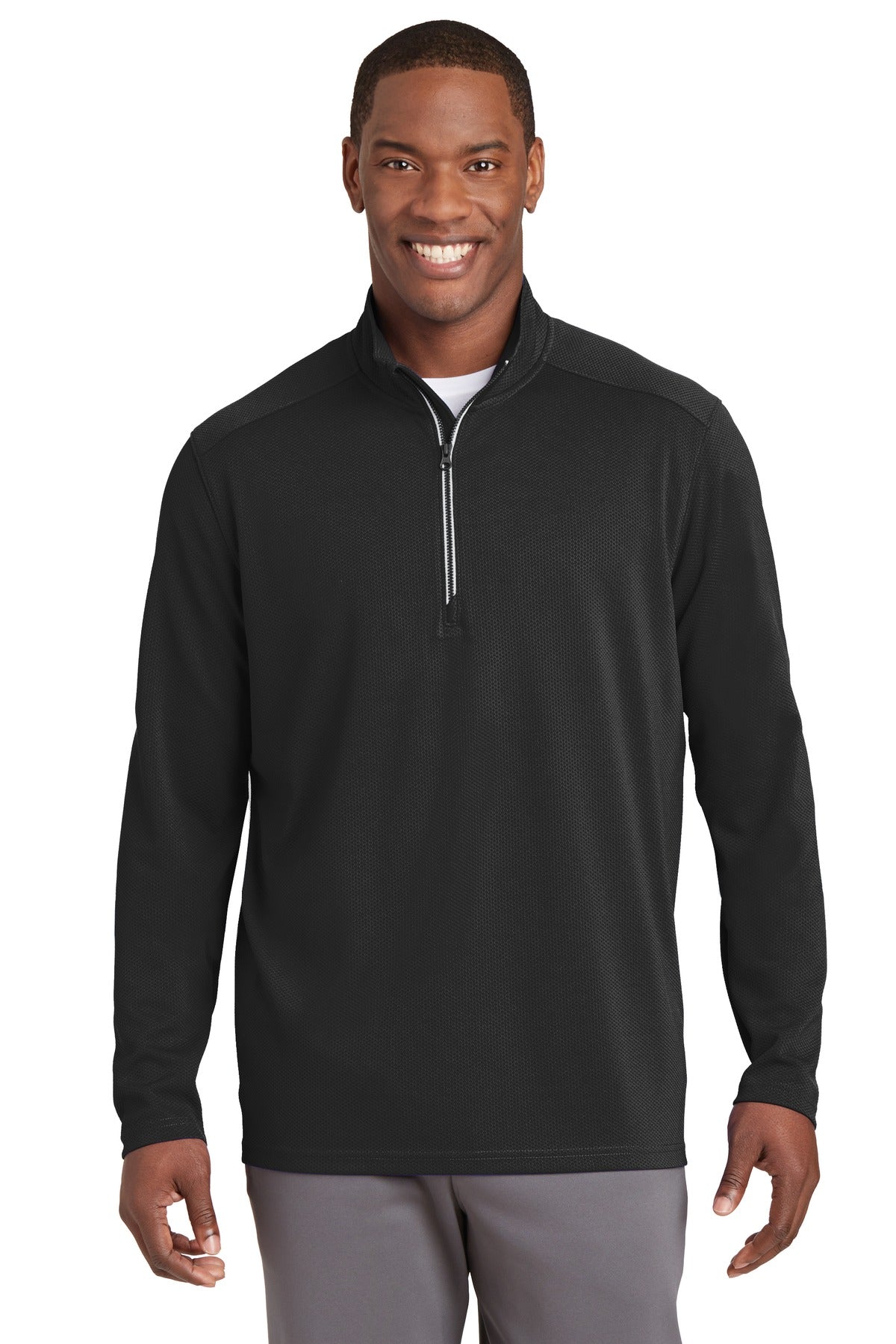Sport-Tek® Sport-Wick® Textured 1/4-Zip Pullover. ST860