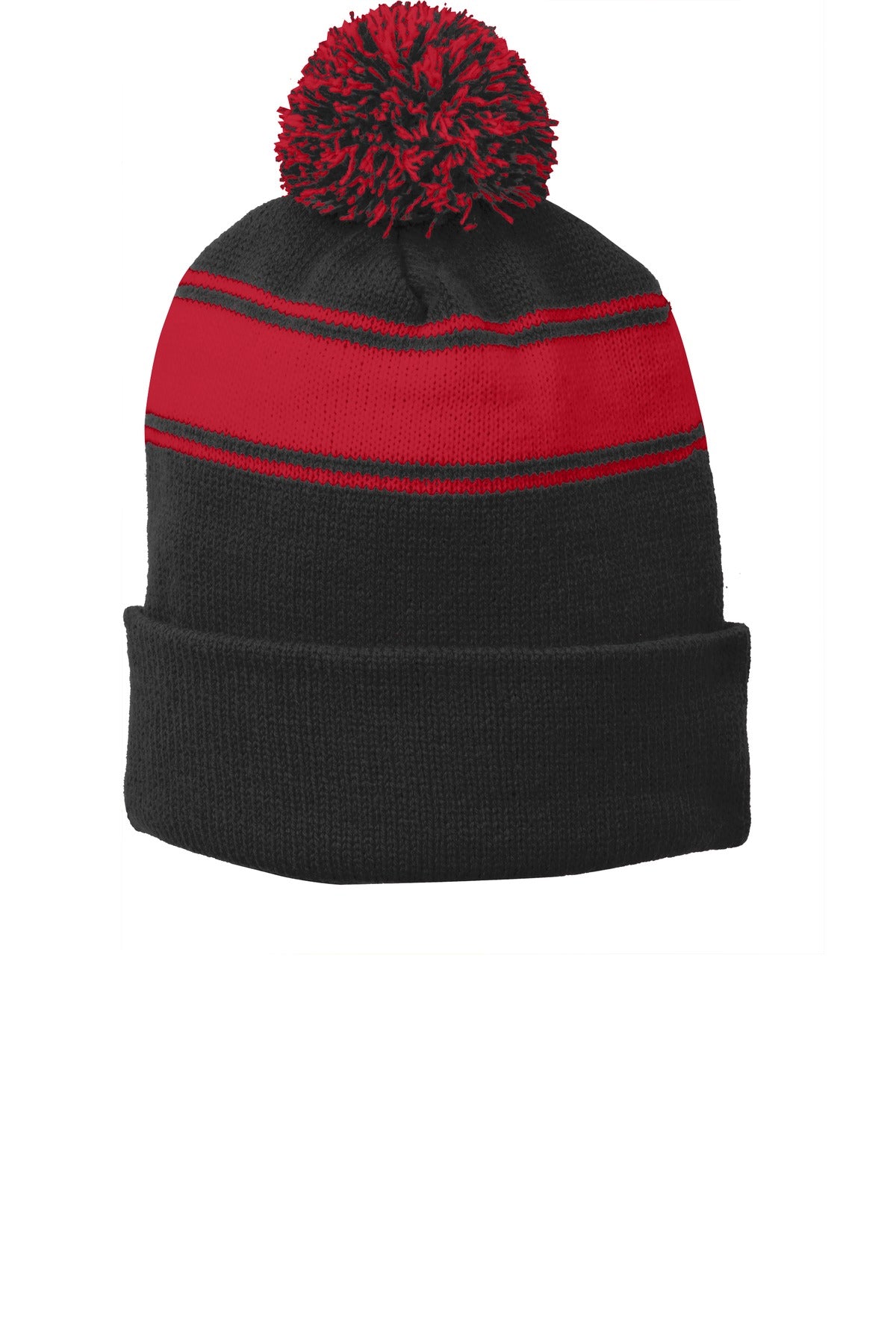 Sport-Tek® Stripe Pom Pom Beanie. STC28