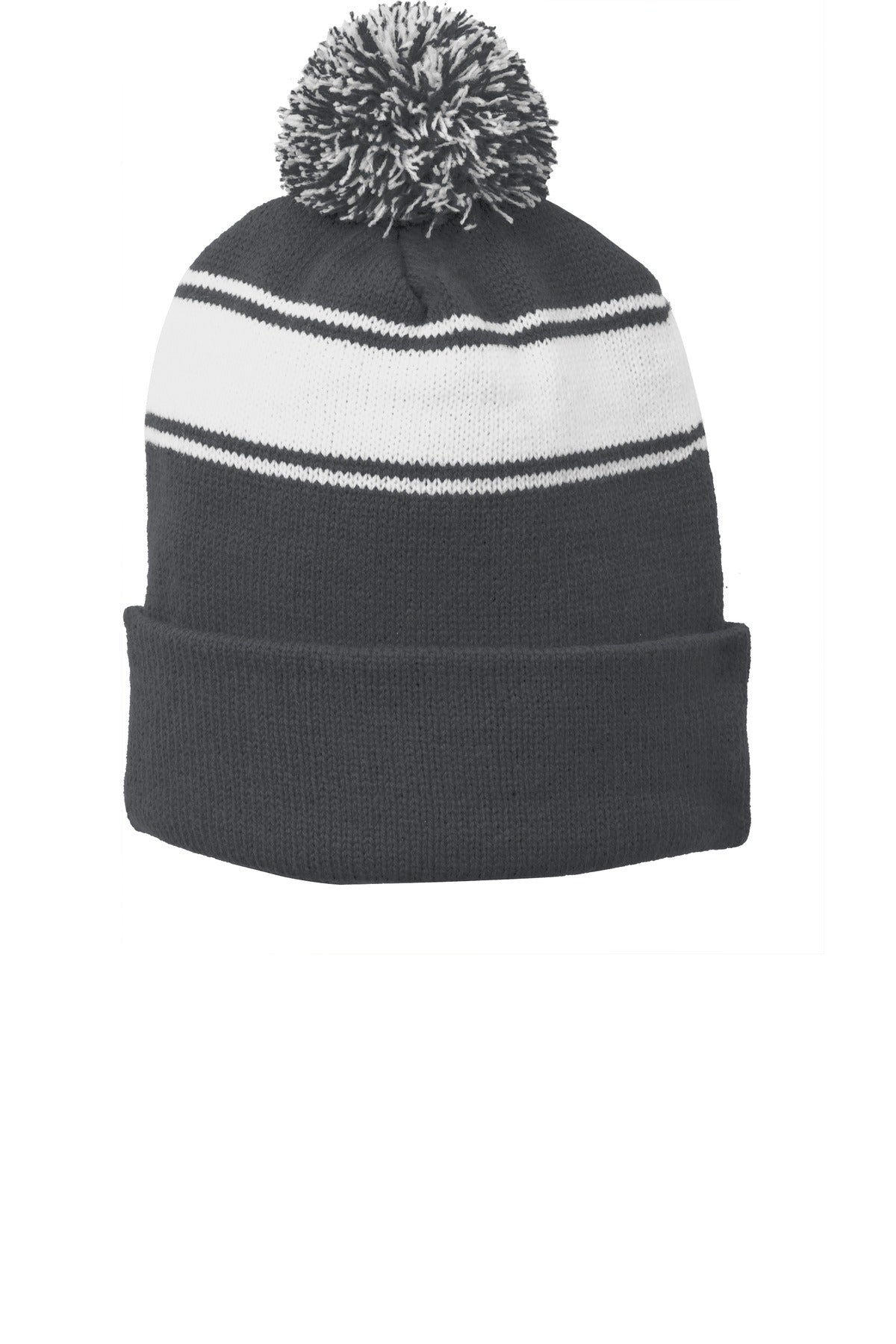 Sport-Tek® Stripe Pom Pom Beanie. STC28