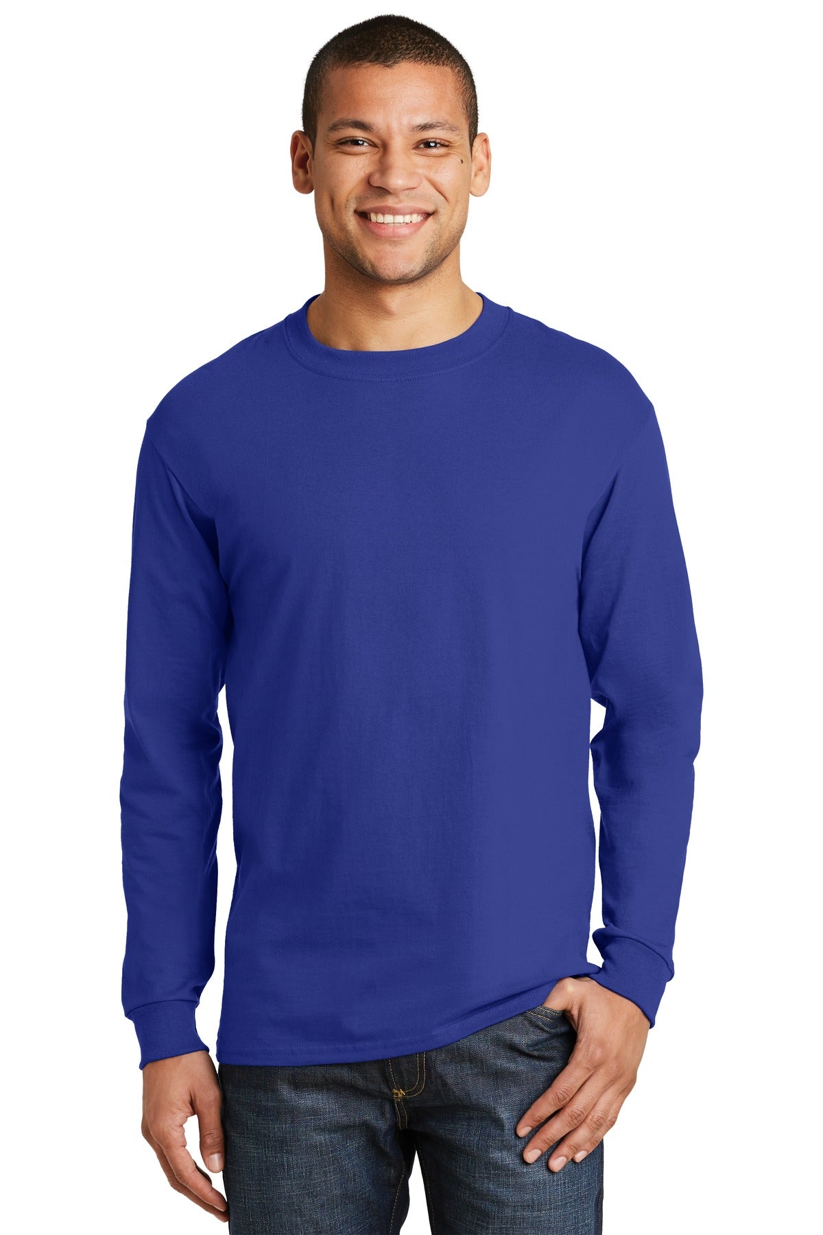 Hanes® Beefy-T® -  100% Cotton Long Sleeve T-Shirt.  5186