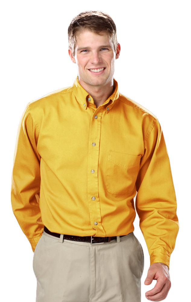 Men's Long Sleeves 100% Cotton Twill Shirt-BG8213