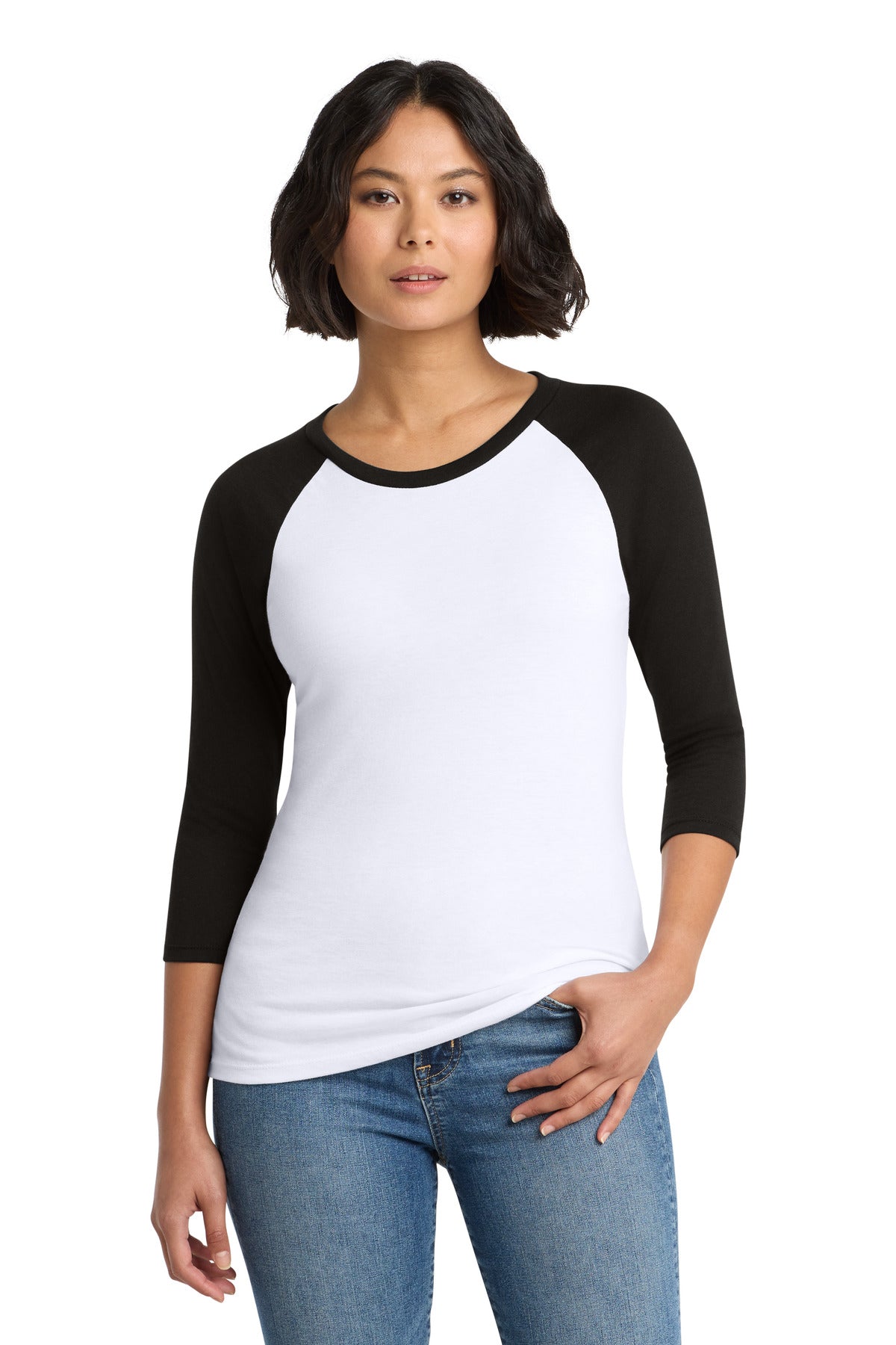 District ®  Women's Perfect Tri ®  3/4-Sleeve Raglan. DM136L