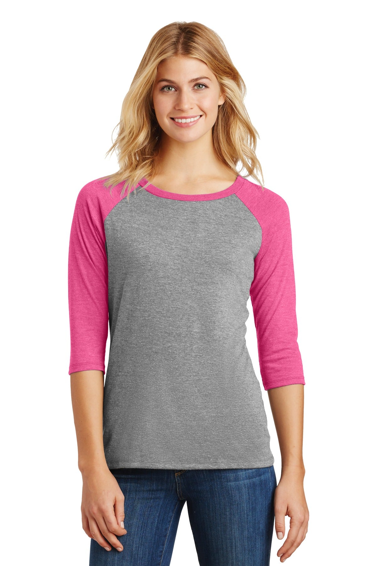 District® Women's Perfect Tri® 3/4-Sleeve Raglan. DM136L