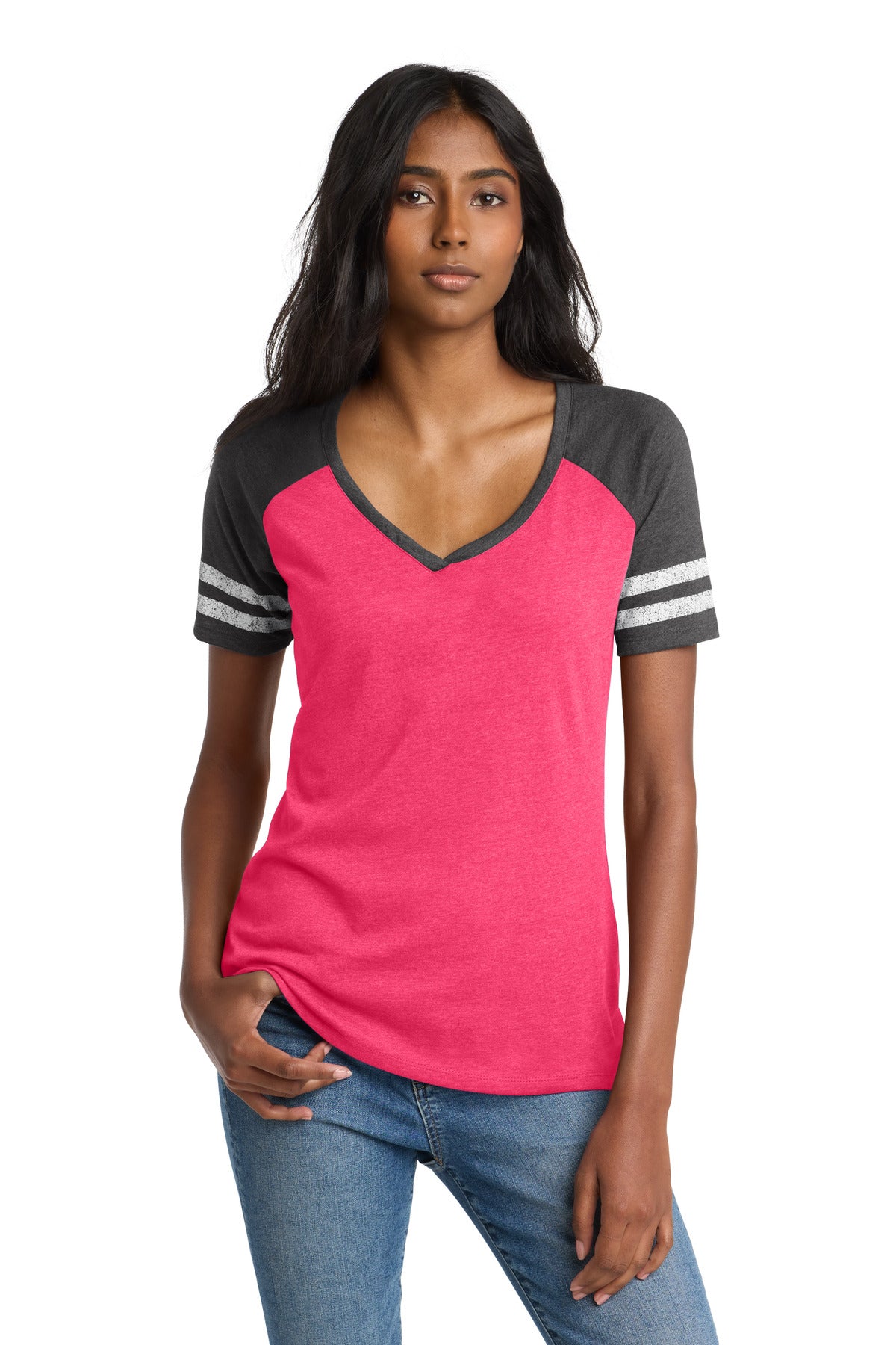 District  ®  Women's Game V-Neck Tee. DM476