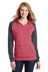 District® Women's Lightweight Fleece Raglan Hoodie.  DT296