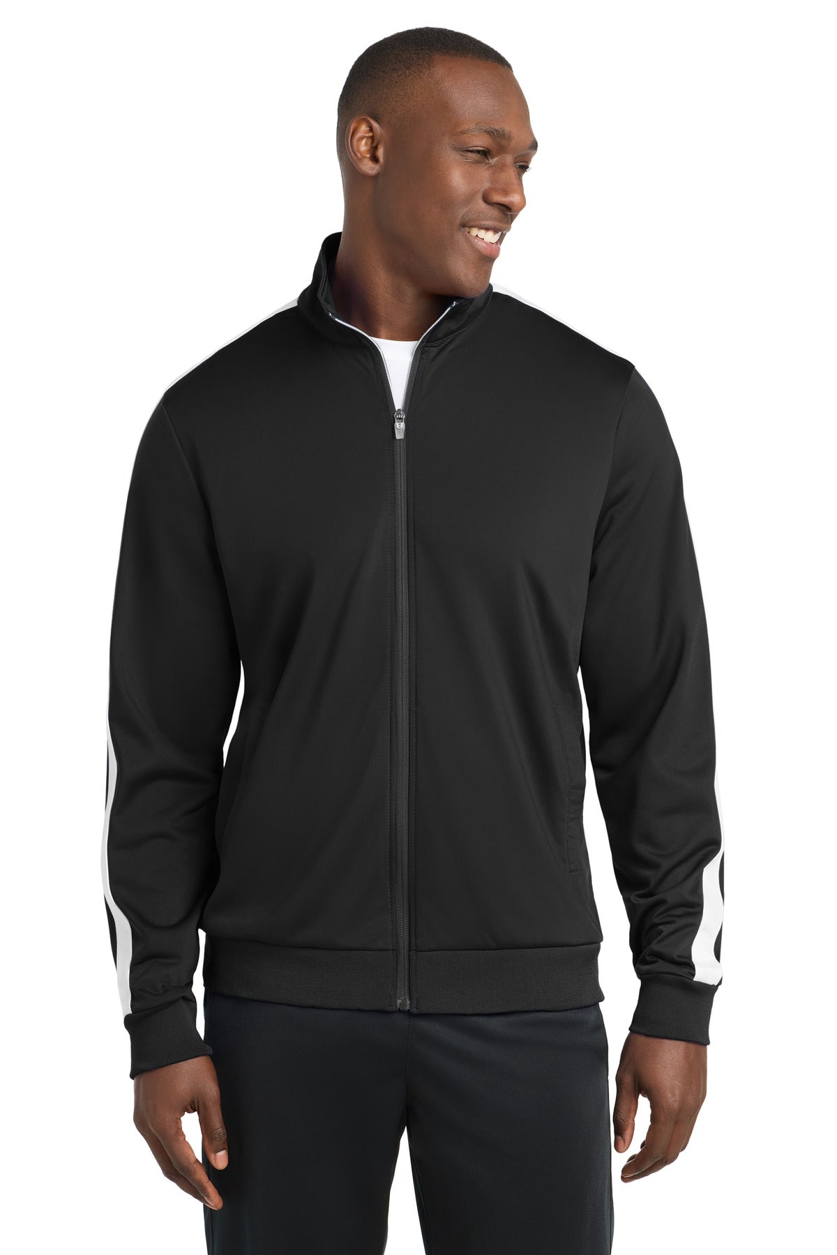 Sport-Tek  ®  Tricot Sleeve Stripe Track Jacket. JST94