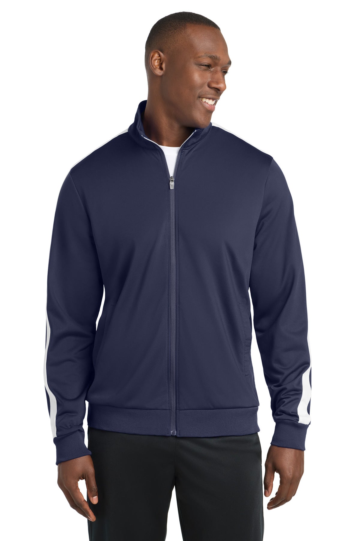 Sport-Tek  ®  Tricot Sleeve Stripe Track Jacket. JST94