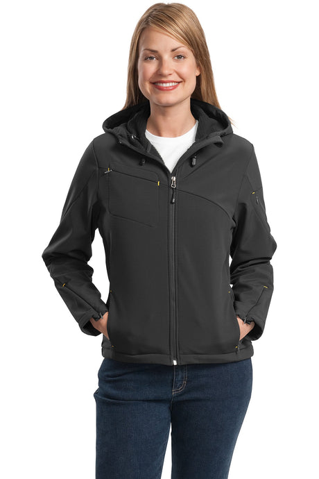 Port Authority® Ladies Textured Hooded Soft Shell Jacket. L706