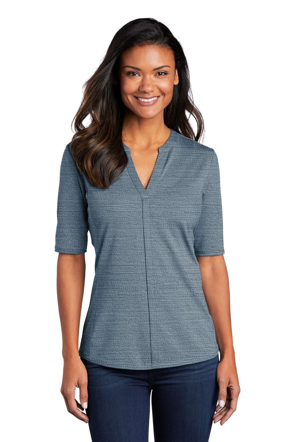 Port Authority ® Ladies Stretch Heather Open Neck Top  LK583