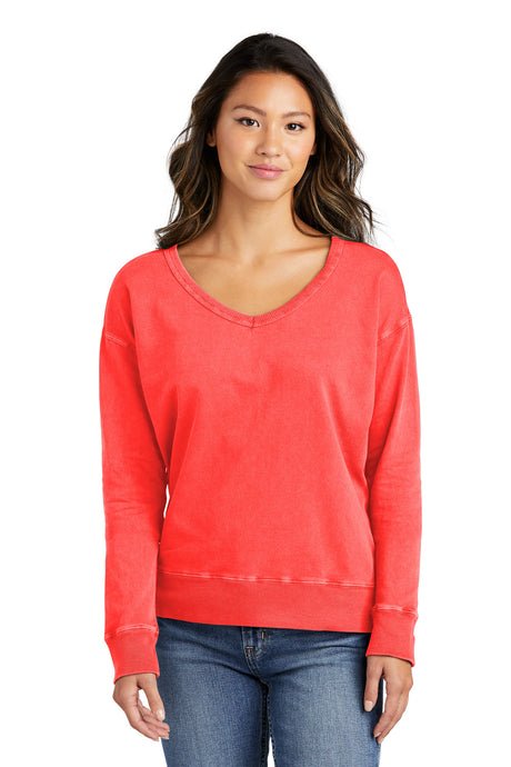 Port & Company® Ladies Beach Wash® Garment-Dyed V-Neck Sweatshirt LPC098V