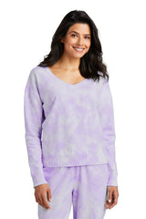 Port & Company® Ladies Beach Wash® Cloud Tie-Dye V-Neck Sweatshirt LPC140V