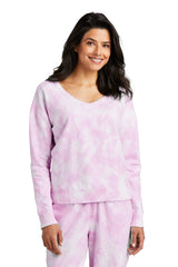 Port & Company® Ladies Beach Wash® Cloud Tie-Dye V-Neck Sweatshirt LPC140V