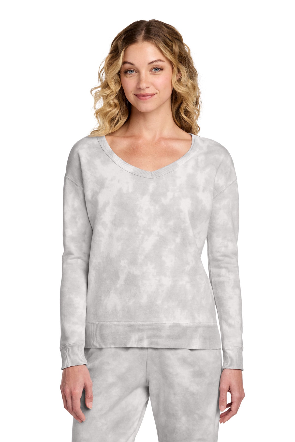 Port & Co ™  Women's Beach Wash ®  Cloud Tie-Dye V-Neck Sweatshirt LPC140V