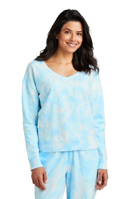 Port & Company® Ladies Beach Wash® Cloud Tie-Dye V-Neck Sweatshirt LPC140V