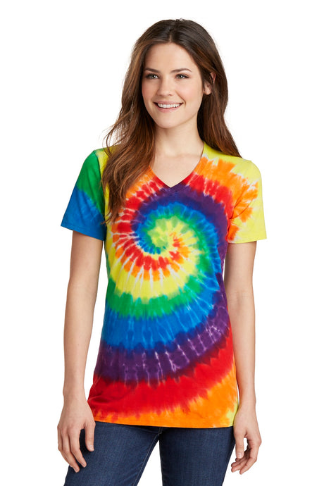 Port & Company® Ladies Tie-Dye V-Neck Tee.  LPC147V