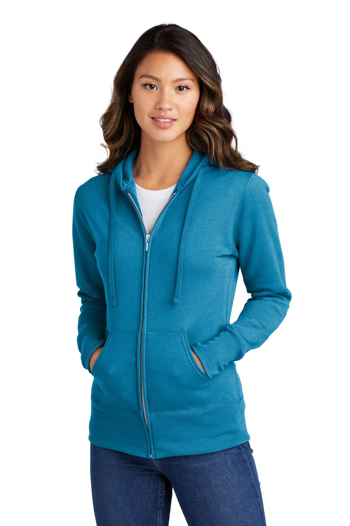 Port & Company® Ladies Core Fleece Full-Zip Hooded Sweatshirt. LPC78ZH