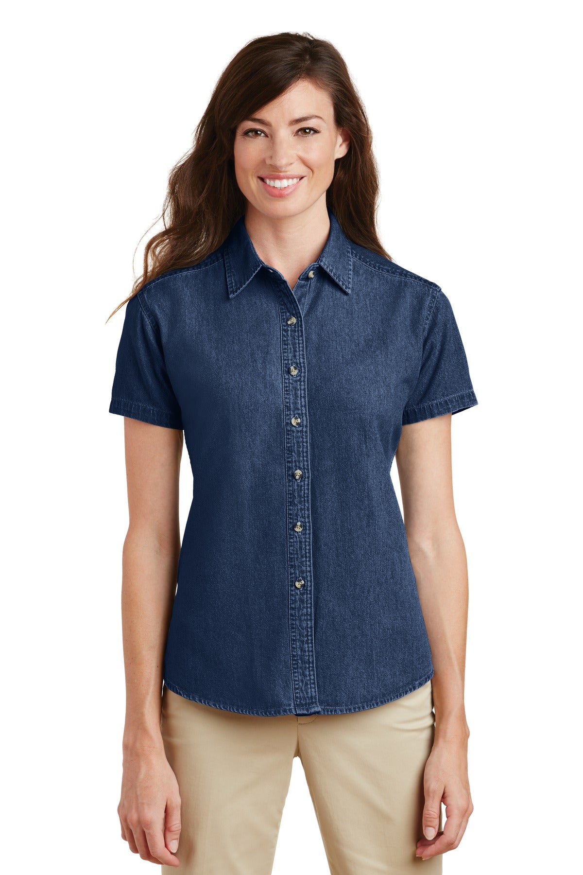 Port & Company® - Ladies Short Sleeve Value Denim Shirt.  LSP11