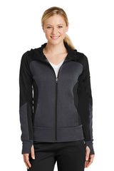 Sport-Tek® Ladies Tech Fleece Colorblock Full-Zip Hooded Jacket. LST245