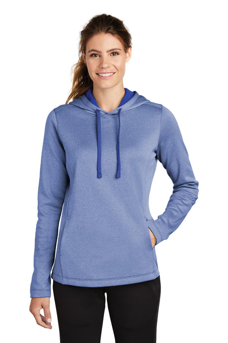 Sport-Tek ® Ladies PosiCharge ® Sport-Wick ® Heather Fleece Hooded Pullover. LST264
