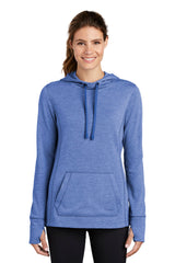 Sport-Tek ® Ladies PosiCharge ® Tri-Blend Wicking Fleece Hooded Pullover. LST296