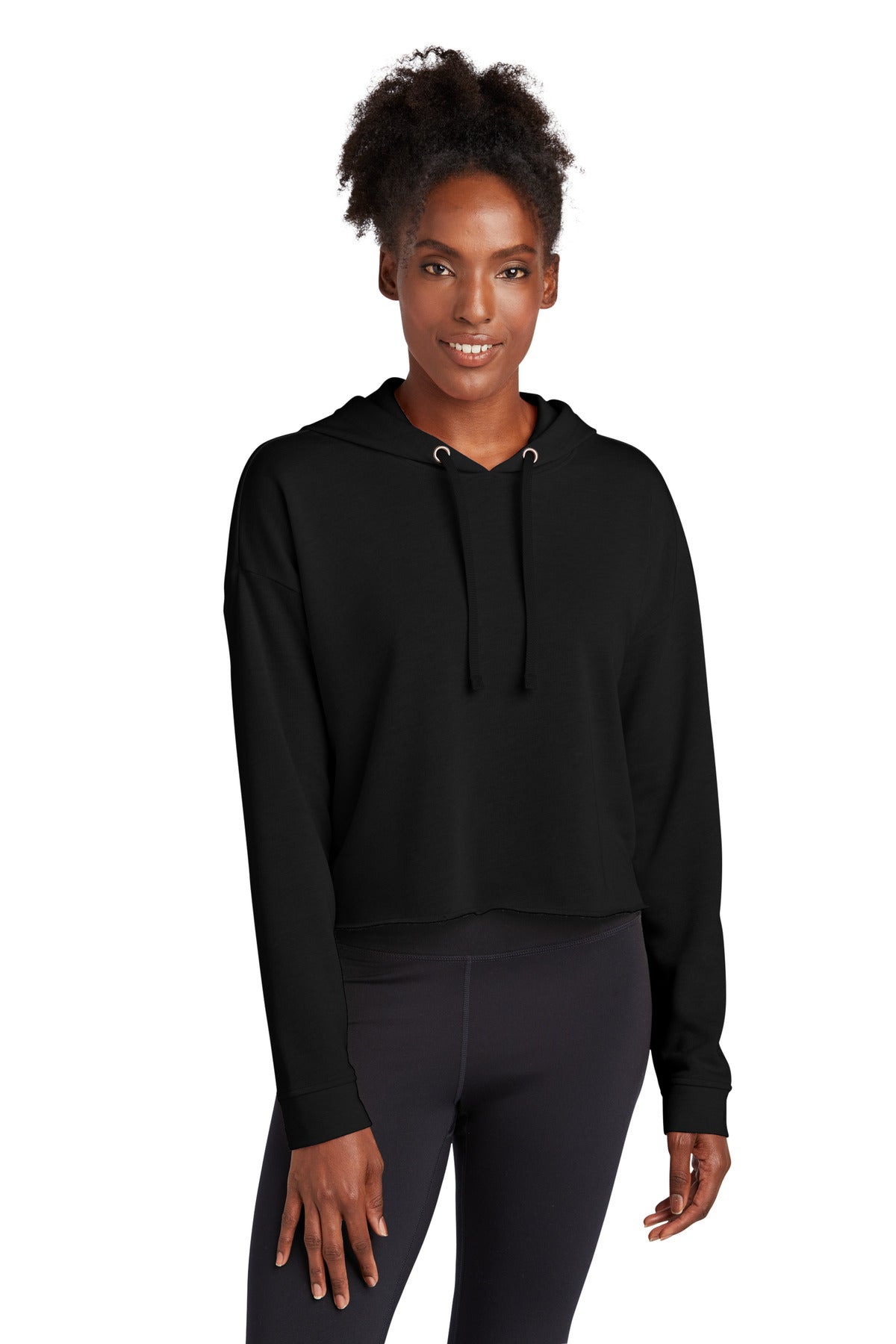 Sport-Tek ® Ladies PosiCharge ® Tri-Blend Wicking Fleece Crop Hooded Pullover LST298