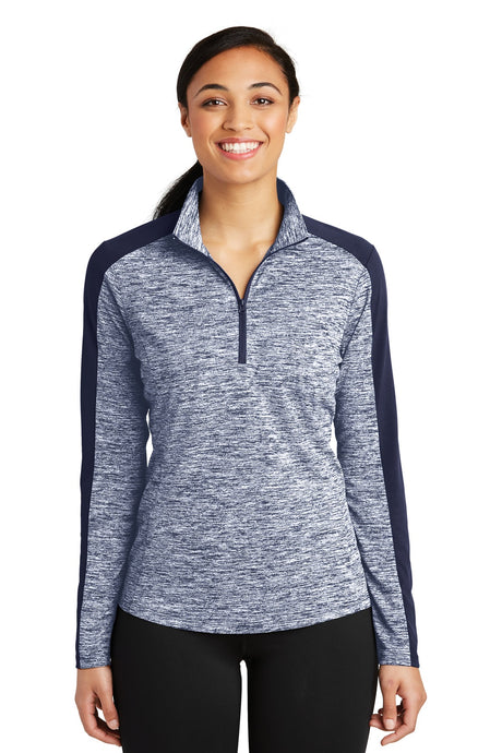 Sport-Tek® Ladies PosiCharge® Electric Heather Colorblock 1/4-Zip Pullover. LST397