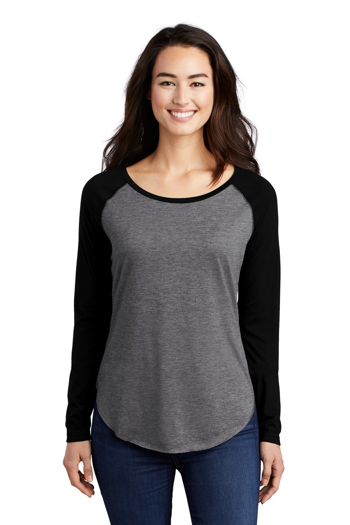 Sport-Tek ® Ladies PosiCharge ® Long Sleeve Tri-Blend Wicking Scoop Neck Raglan Tee LST400LS