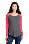 Sport-Tek ® Ladies PosiCharge ® Long Sleeve Tri-Blend Wicking Scoop Neck Raglan Tee LST400LS