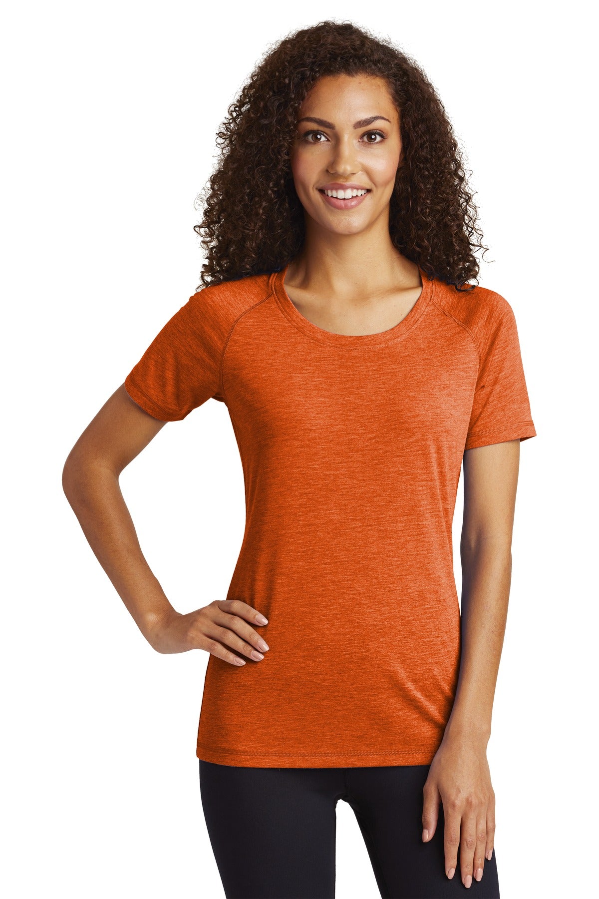 Sport-Tek ® Ladies PosiCharge ® Tri-Blend Wicking Scoop Neck Raglan Tee. LST400