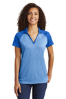 Sport-Tek ® Ladies PosiCharge ® RacerMesh ® Raglan Heather Block Polo. LST641