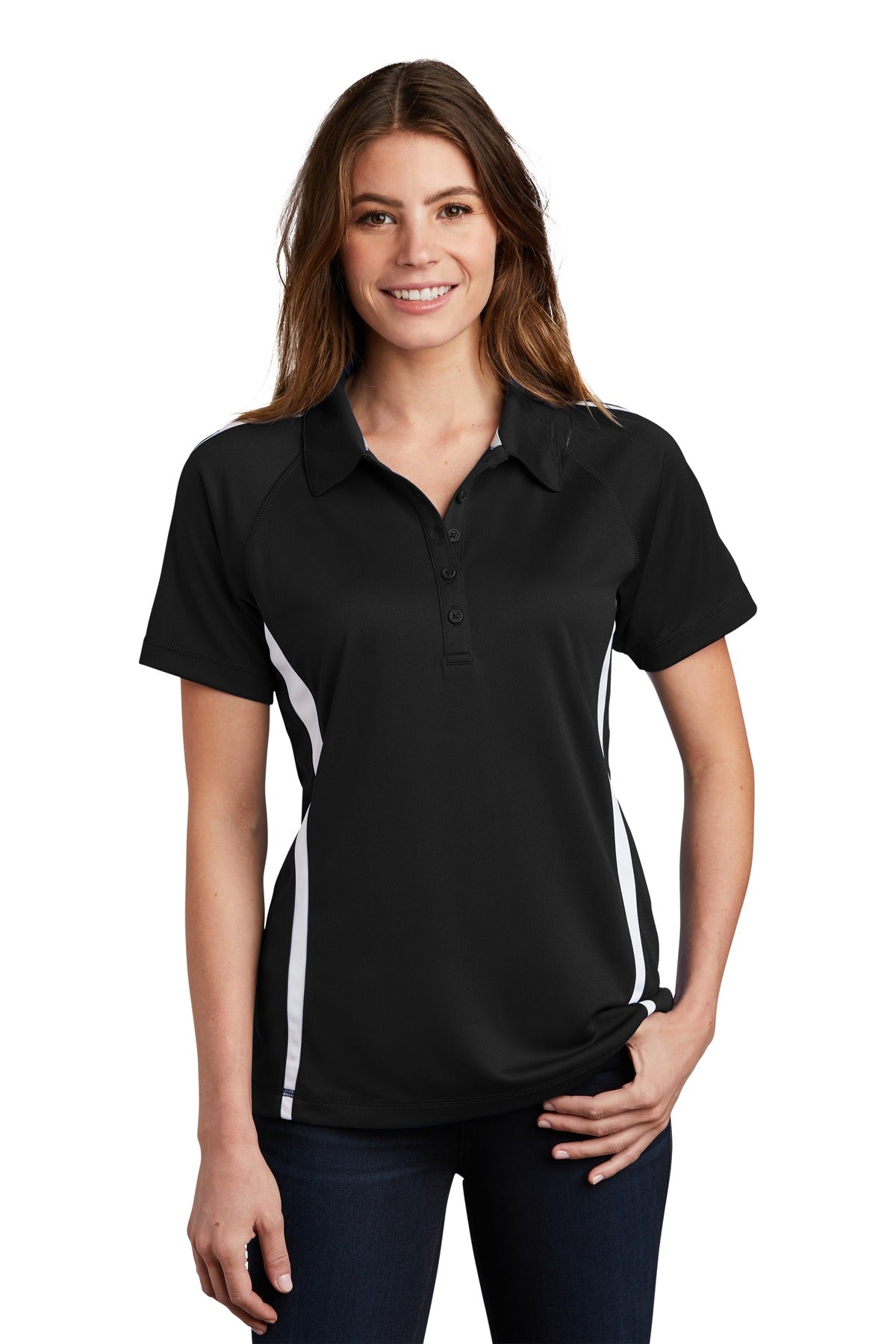 Sport-Tek® Ladies PosiCharge® Micro-Mesh Colorblock Polo. LST685