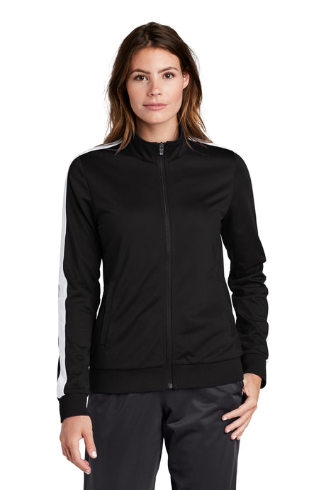 Sport-Tek ® Ladies Tricot Sleeve Stripe Track Jacket. LST94