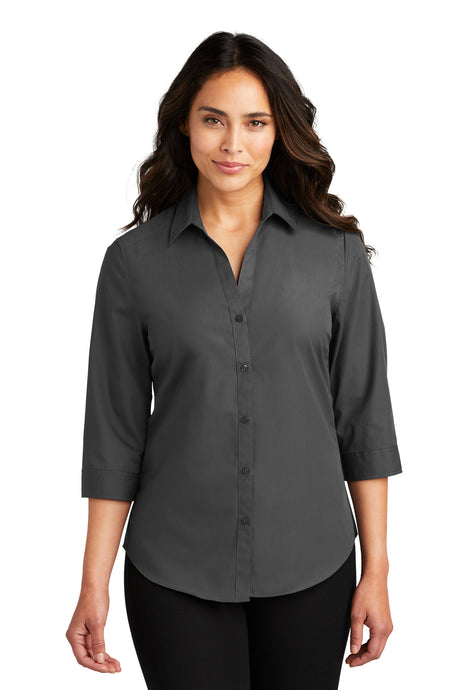 Port Authority® Ladies 3/4-Sleeve Carefree Poplin Shirt. LW102