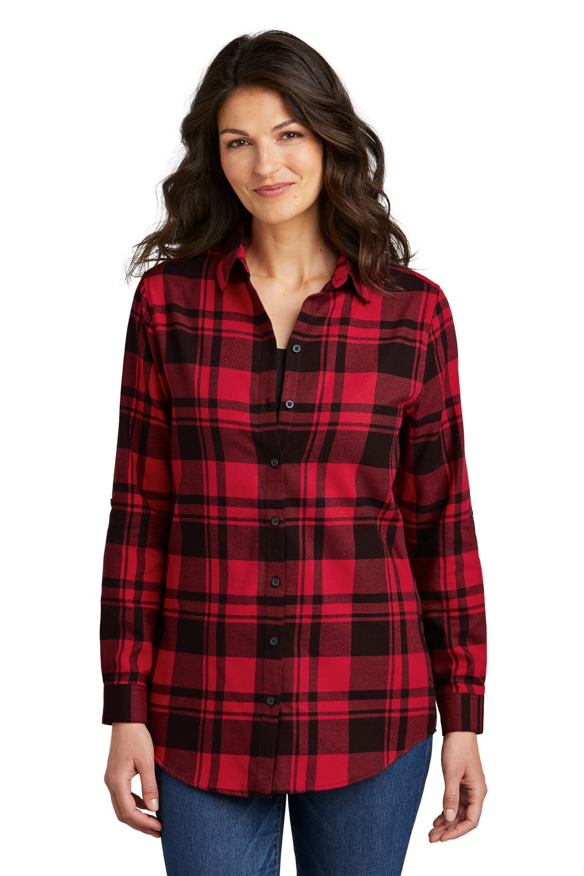 Port Authority® Ladies Plaid Flannel Tunic . LW668