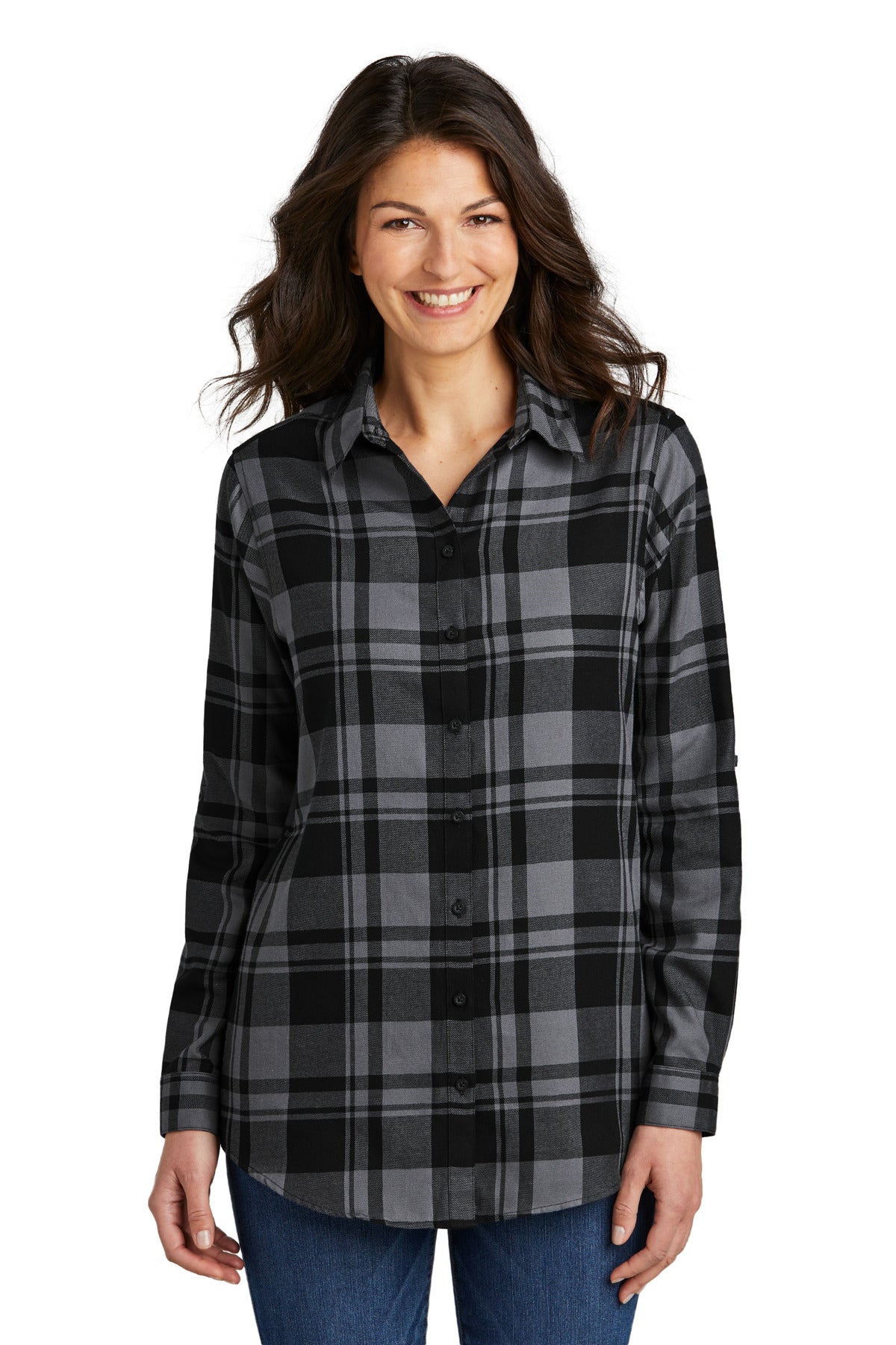 Port Authority® Ladies Plaid Flannel Tunic . LW668