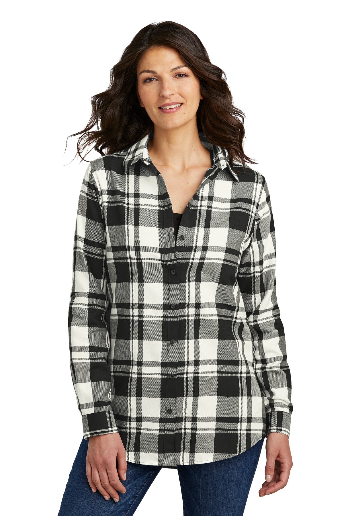 Port Authority® Ladies Plaid Flannel Tunic . LW668