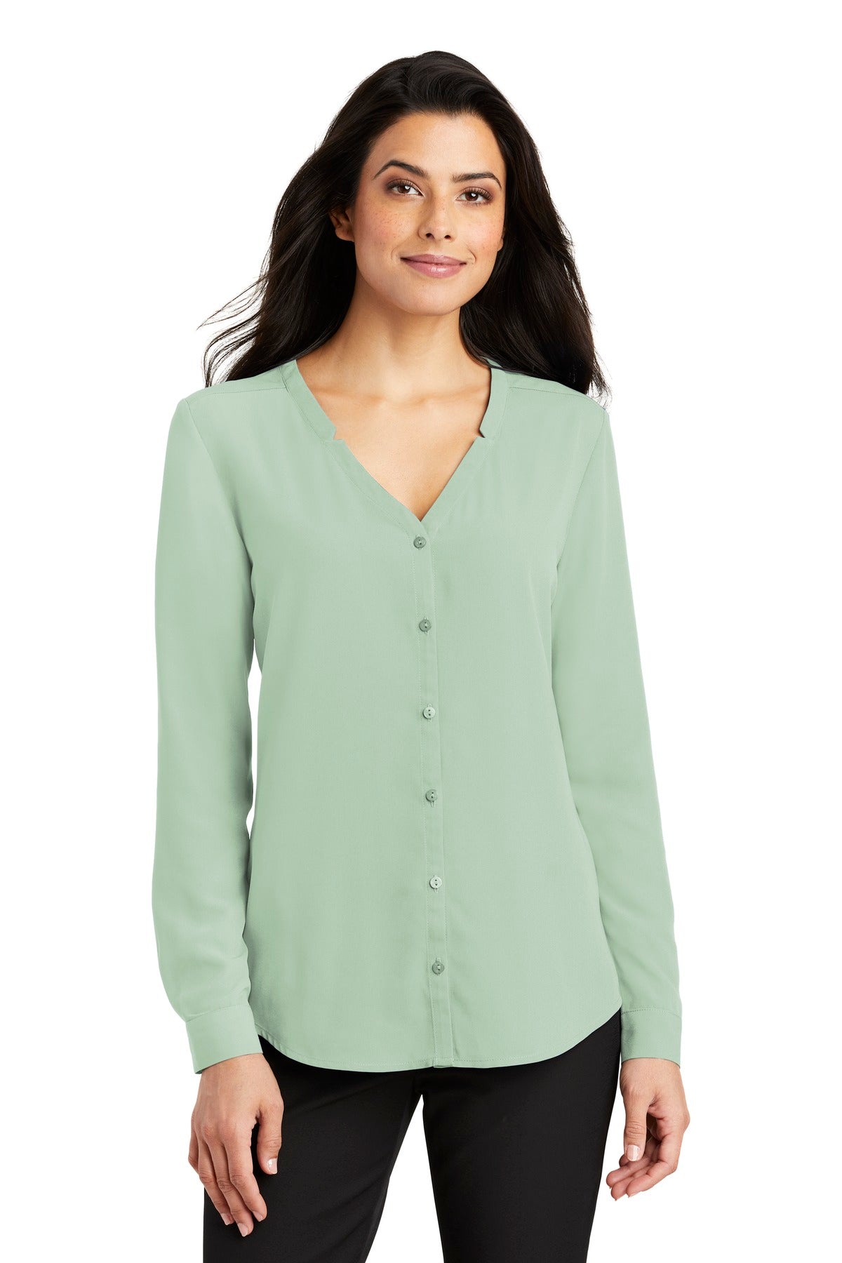 Port Authority® Ladies Long Sleeve Button-Front Blouse. LW700